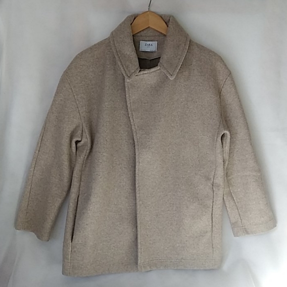 Zara Jackets & Blazers - Zara Womens Basic Coat Beige Brown Open Front Top